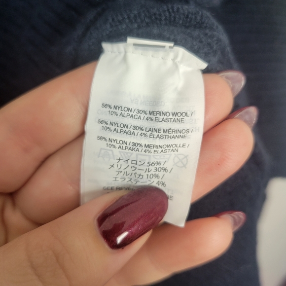 Small J Crew Alpaca Merino Wool Blend Navy High Low Sweater - Picture 3 of 6